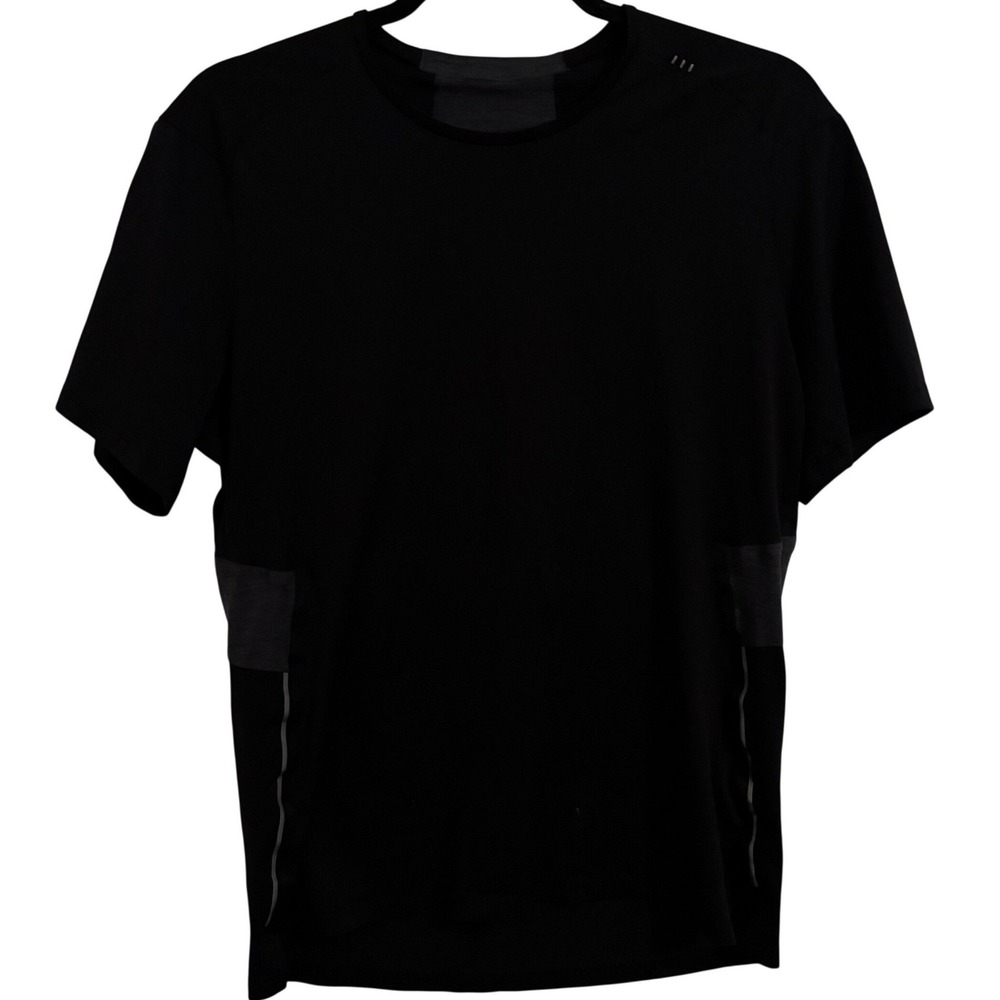 Lululemon Mens M Black Short Sleeve Running Training Athletic Shirt Reflective